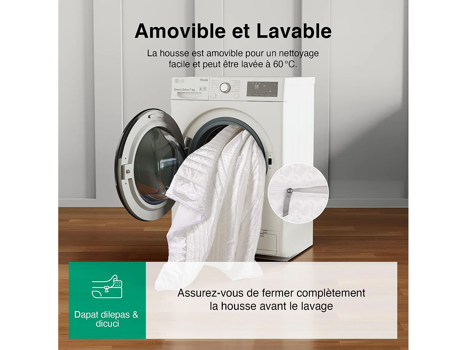 Novilla Matelas 90 x 190 cm, H3/H2, 7 Zones, en Mousse Froide, Taille et Hauteur au Choix, Housse Respirante Lavable à