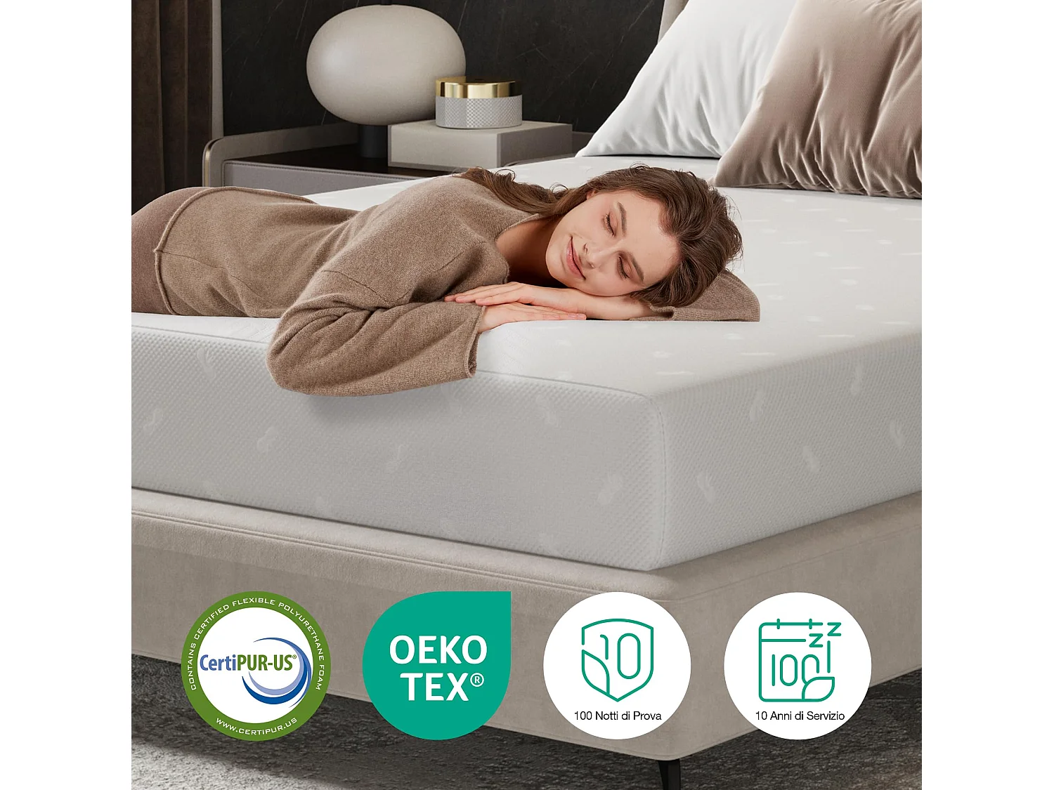Novilla Matelas - 90 x 190 cm - épaisseur 18 cm - mémoire de forme gel - 7 zones - mi-ferme - housse lavable