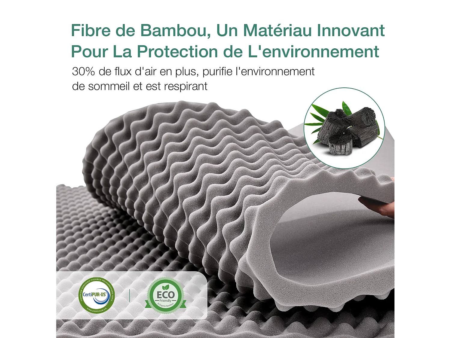 Novilla Matelas 140x190, 16CM, Matelas en Mousse en Matériau Bambou, Certifié S?r et Fiable par CertiPUR-US et