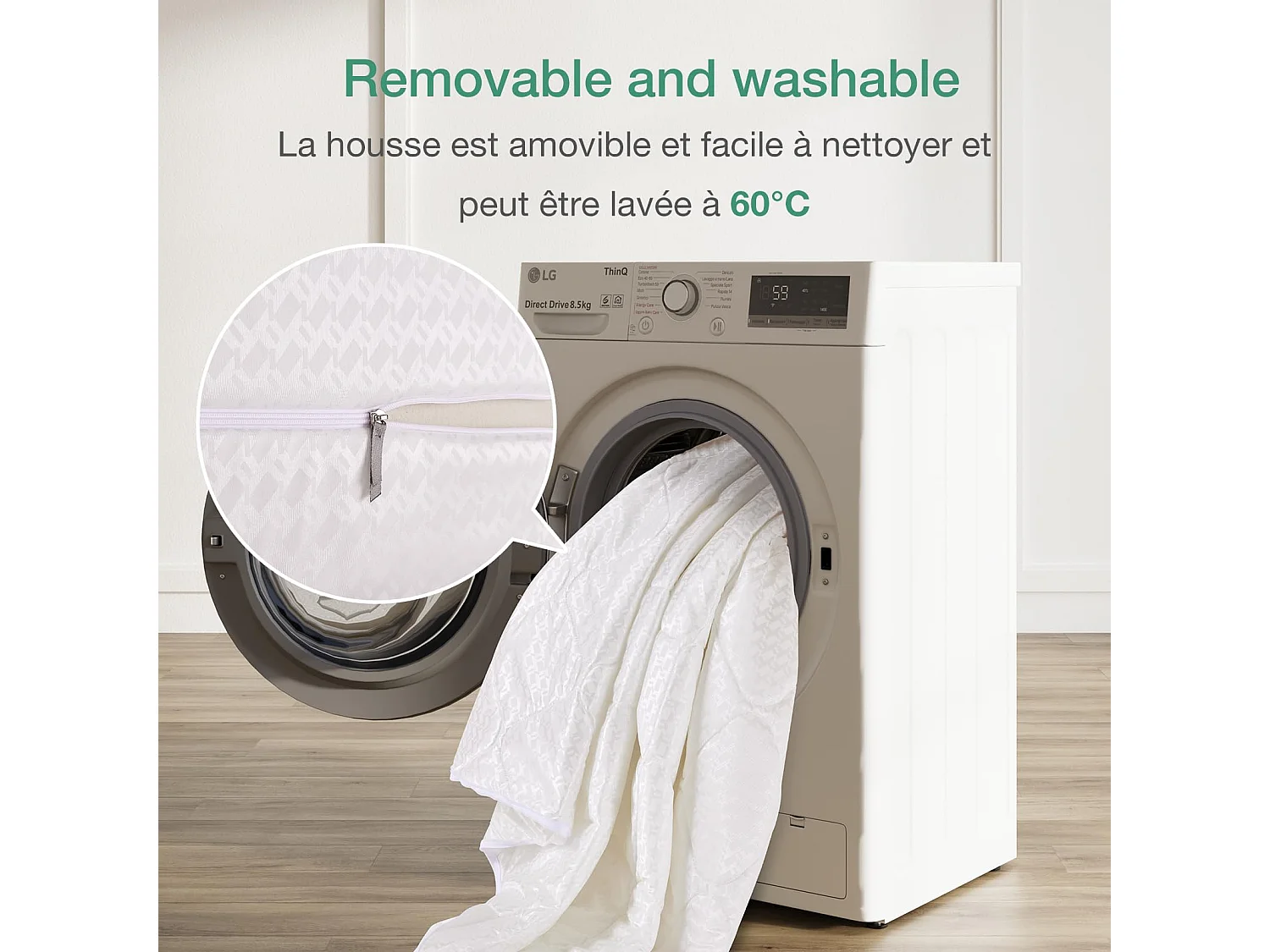 Novilla Matelas 90x200 cm épaisseur 20 cm - Ressorts Ensachés et Mémoire de Forme - Respirant, Déhoussable et Lavable -