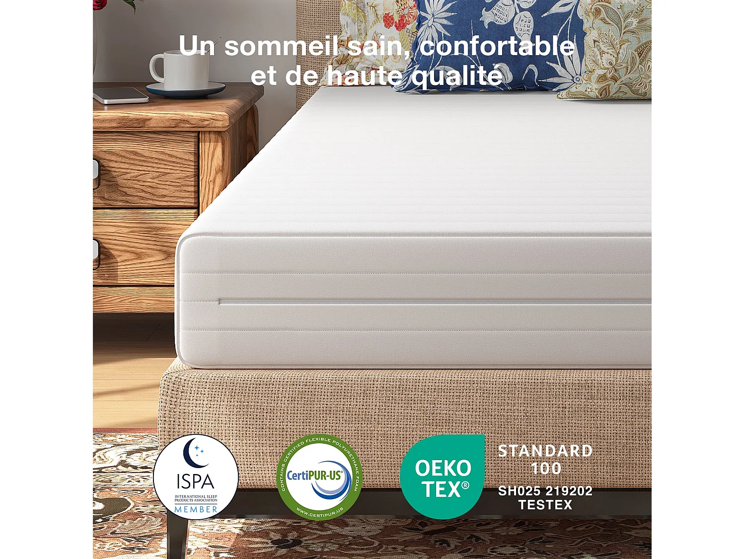 Novilla Matelas en mousse - 90 x 190 cm - 16 cm - Soutien ergonomique 7 zones - Réversible - Respirant - Housse amovible