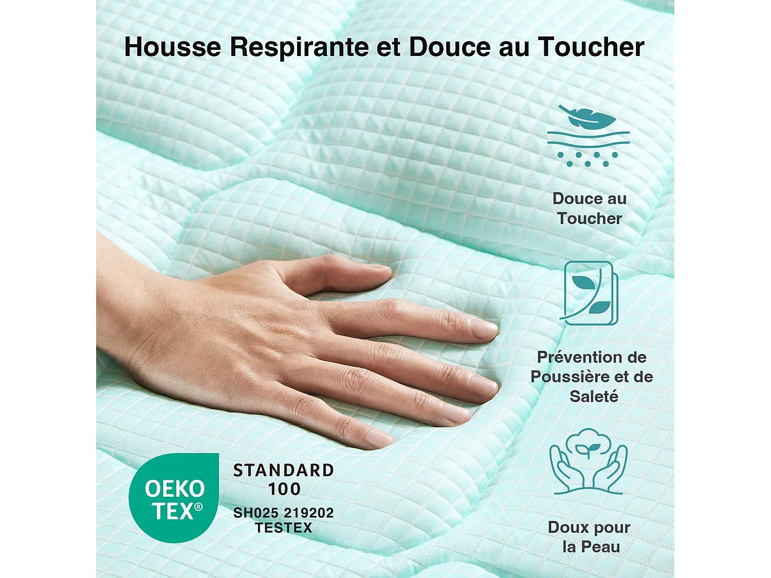 Novilla Surmatelas Confort 140x190cm, Tissu Doux et Agréable pour la Peau, Air-Layer à Trois Couches Respirant,