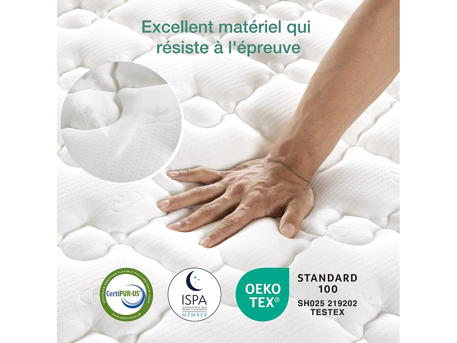 Novilla Matelas 180x200, 20 cm, Matelas à Ressorts Ensachés Indépendant, Confort 3 Zone, Matelas 2 Personnes, Isolation
