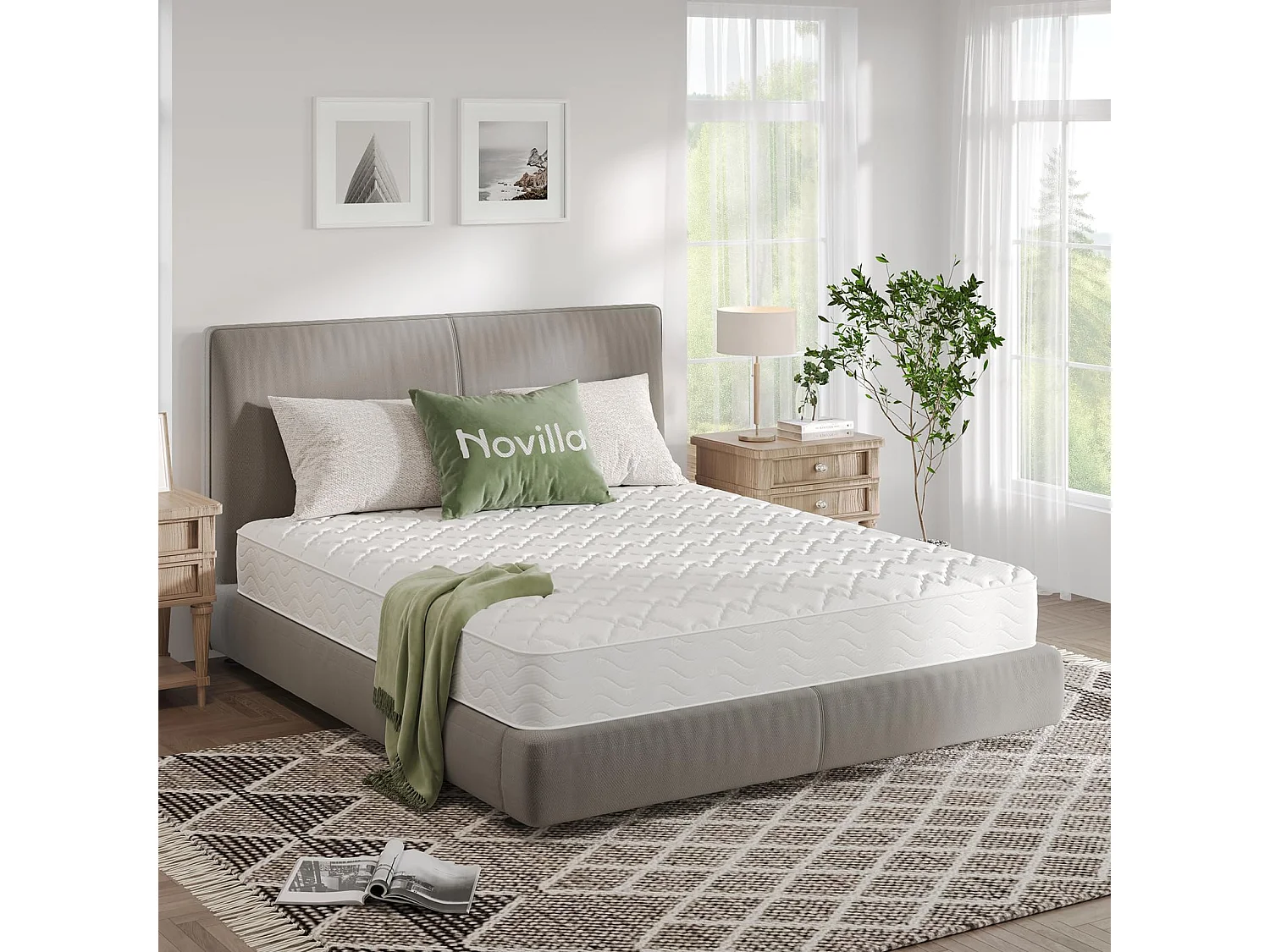 Novilla Matelas 180x200, 20 cm, Matelas à Ressorts Ensachés Indépendant, Confort 3 Zone, Matelas 2 Personnes, Isolation