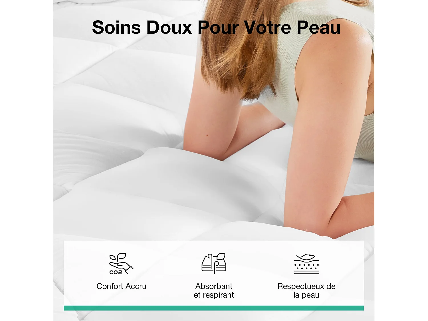 Novilla Surmatelas 140x200 cm - Épaisseur 3 cm - Matelassé Déperlant Effet Duvet - Bonnet Extensible 30 cm - Blanc