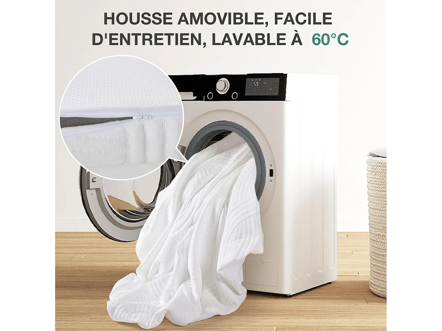 Novilla Surmatelas 140x190, 7.5CM Surmatelas en Mousse de confort, Certifié Sûr et Fiable par CertiPUR-US et Oeko-TEX,