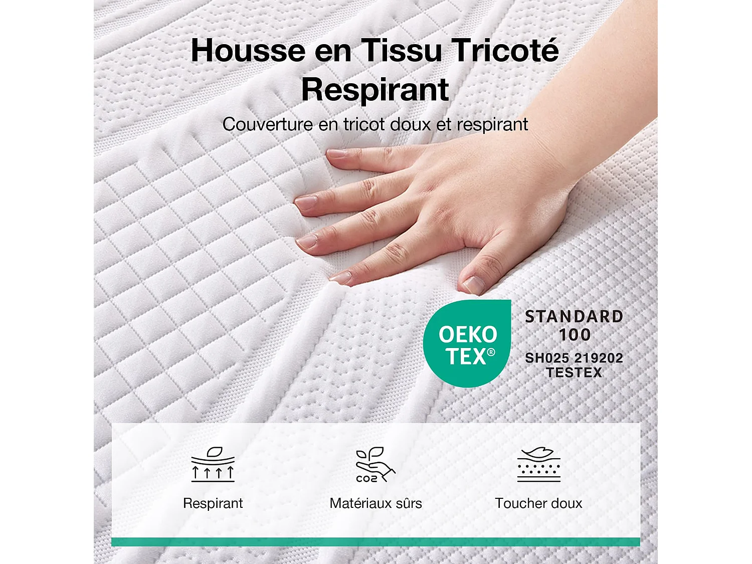 Novilla Surmatelas en Mousse à Mémoire de Gel 180x200cm, 7,5 cm Surmatelas Mousse Confort, Housse Respirante et Douce,