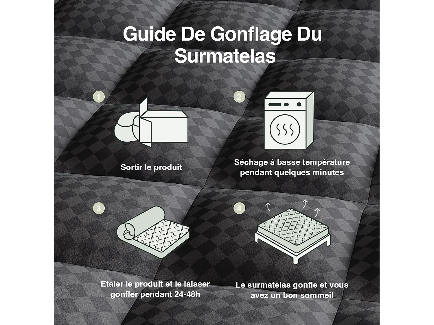 Novilla Surmatelas Matelassé 120x190 cm Gris