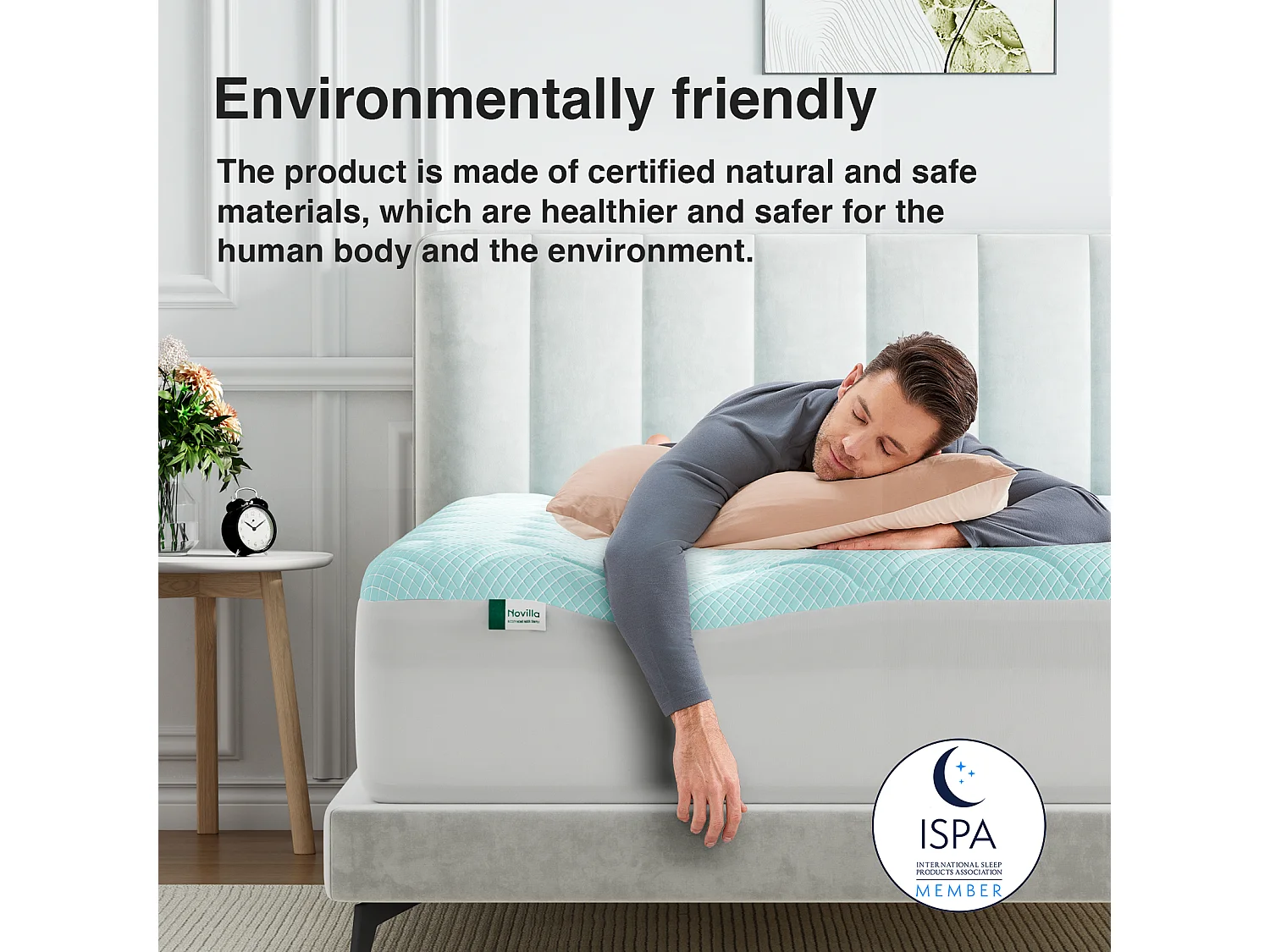 Novilla Surmatelas rafraîchissant - Respirant, toucher frais, garnissage moelleux et lavable - 160 x 200 cm - 3 cm