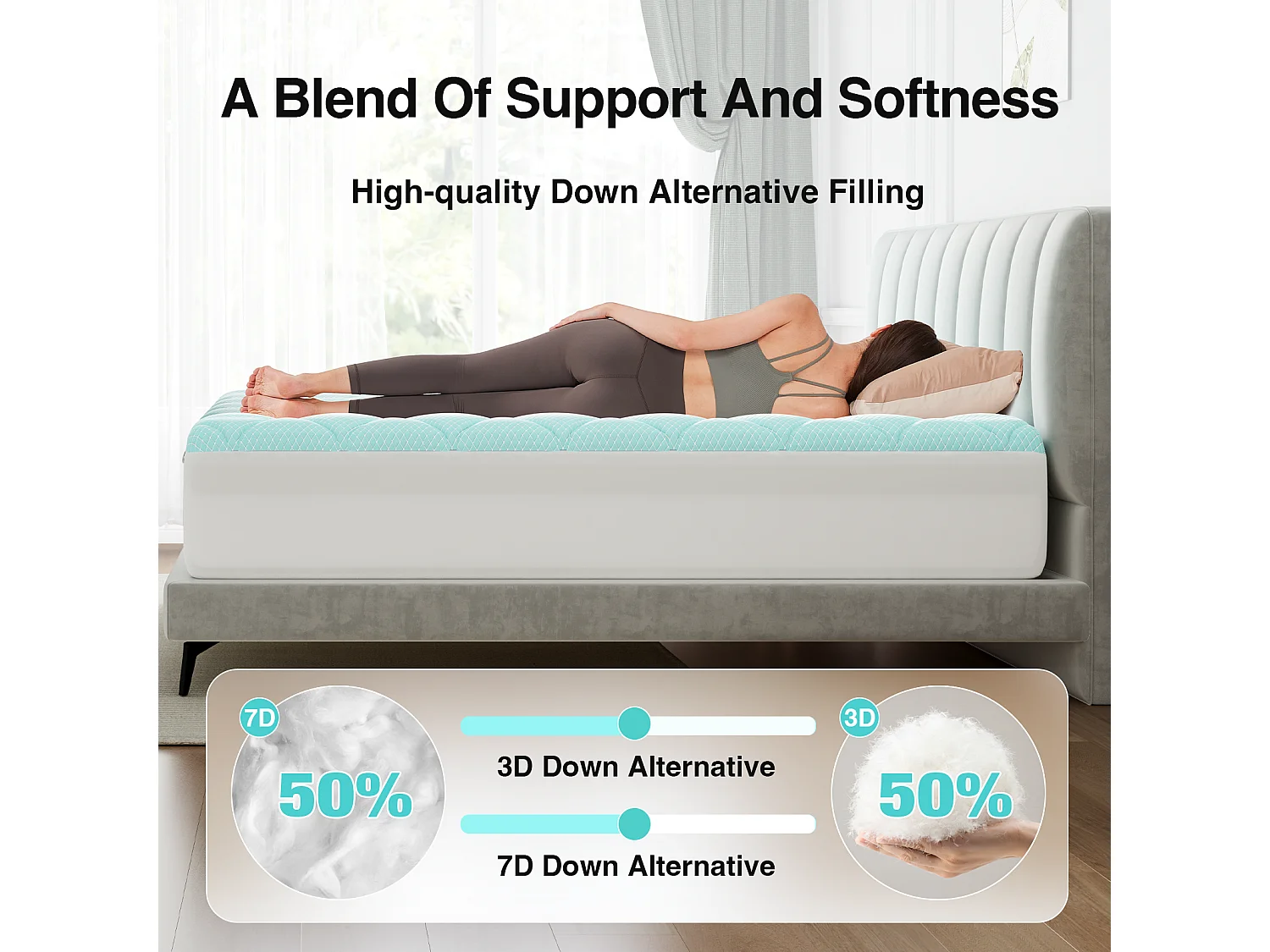 Novilla Surmatelas rafraîchissant - Respirant, toucher frais, garnissage moelleux et lavable - 140 x 200 cm - 3 cm