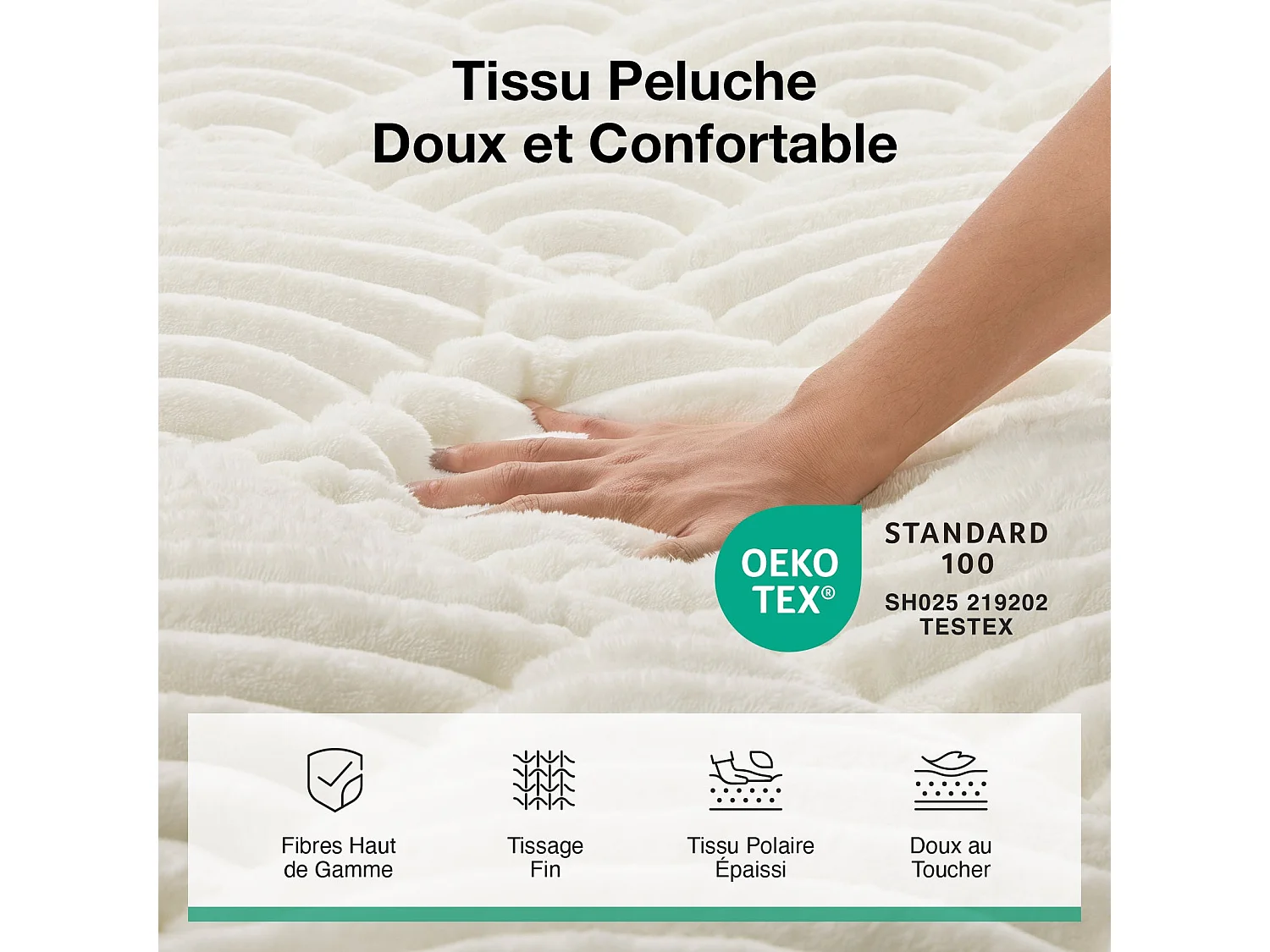 Novilla Surmatelas 90 x 190 cm, épaisseur 5 cm, flanelle douce et chaude, garnissage 7D, bonnet élastique, blanc