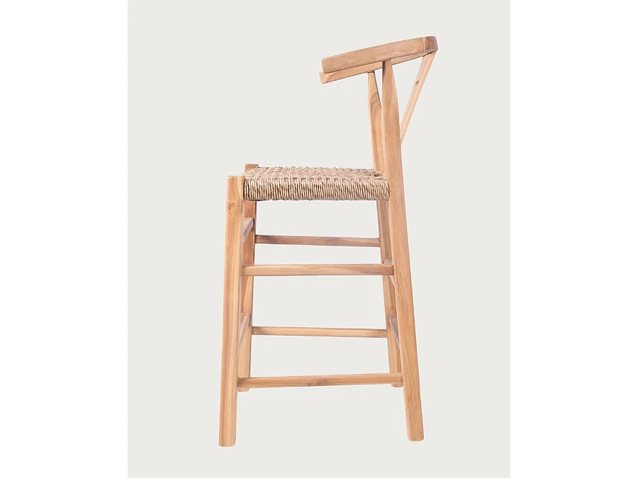 Soren - Lot de 2 tabourets de bar en teck et corde tressé