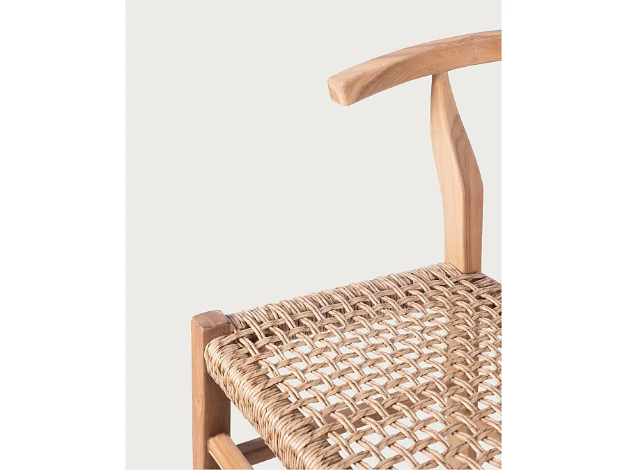 Soren - Lot de 2 tabourets de bar en teck et corde tressé
