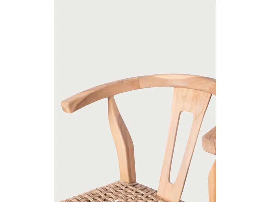 Soren - Sgabello da bar in teak e corda intrecciata