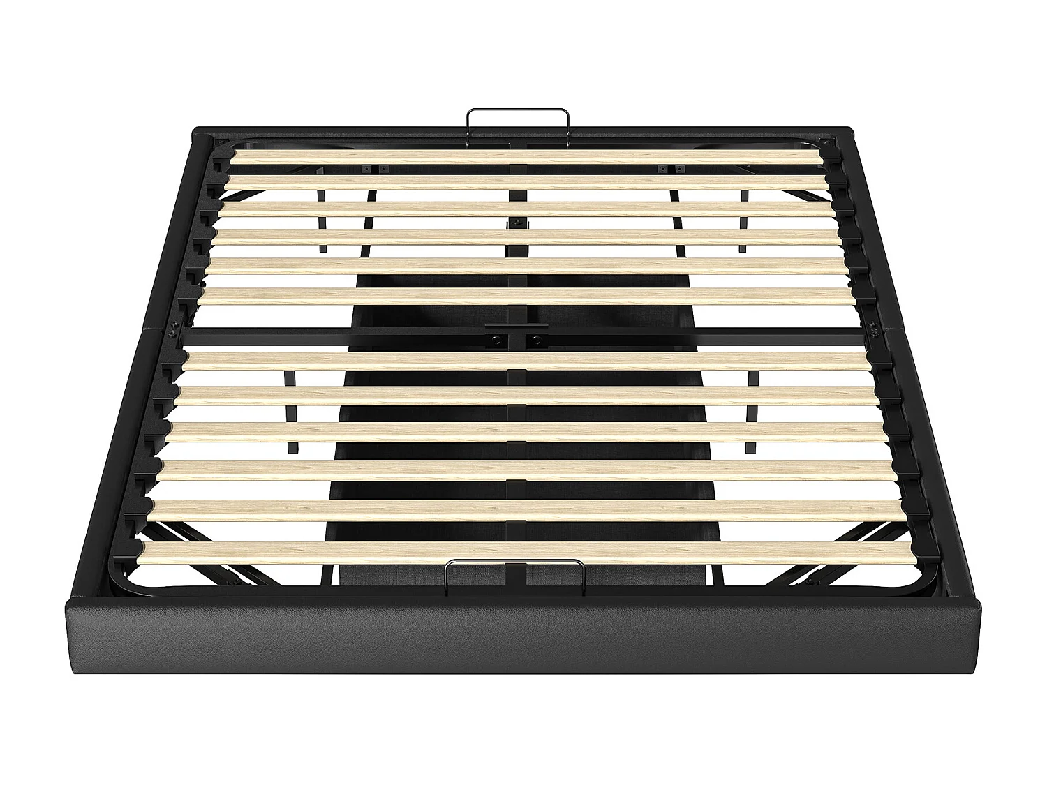 Lit 160 x 200 avec sommier à lattes,Cadre de lit flottant avec lumières LED et rangement,PU Noir