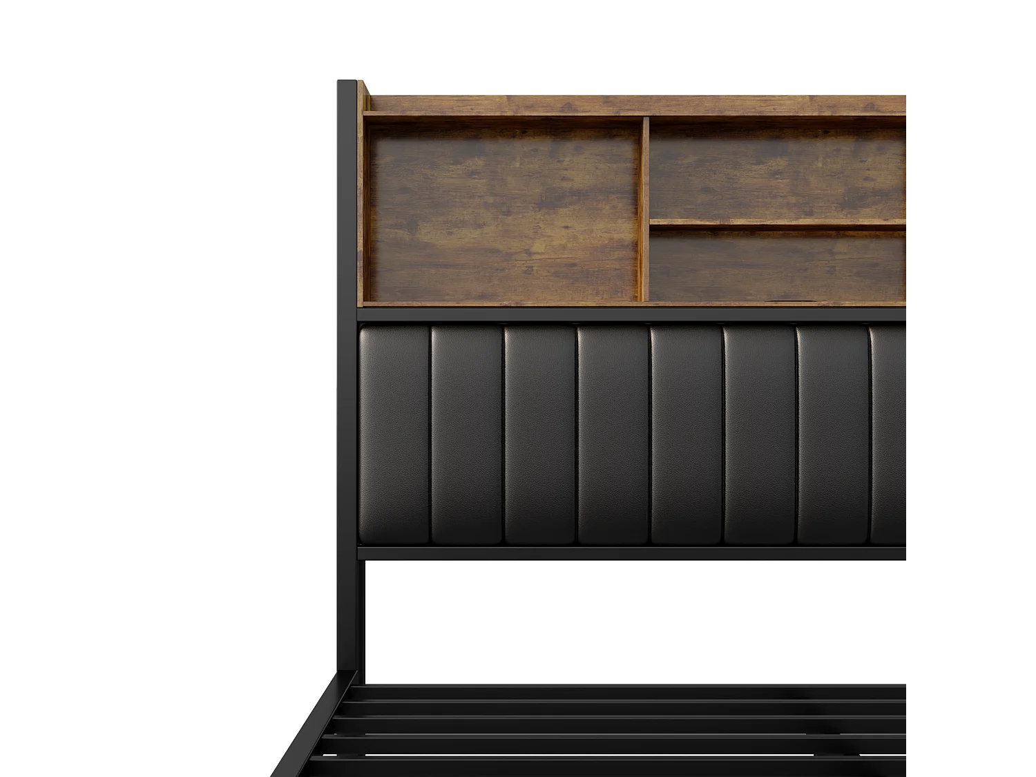 Lit Double 160x200cm,avec 2 Tiroirs,Lits Capitonné avec LED et Prises USB,PU Tête de Lit avec Rangement