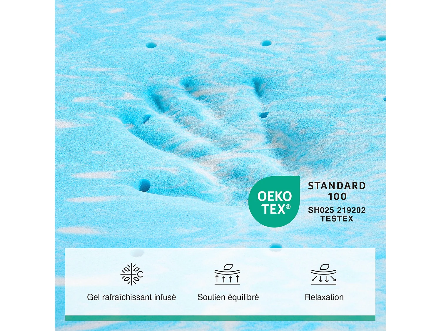 Novilla Surmatelas 2 en 1 140 x 190 cm, épaisseur 5 cm, mousse à mémoire de forme au gel, housse matelassée lavable