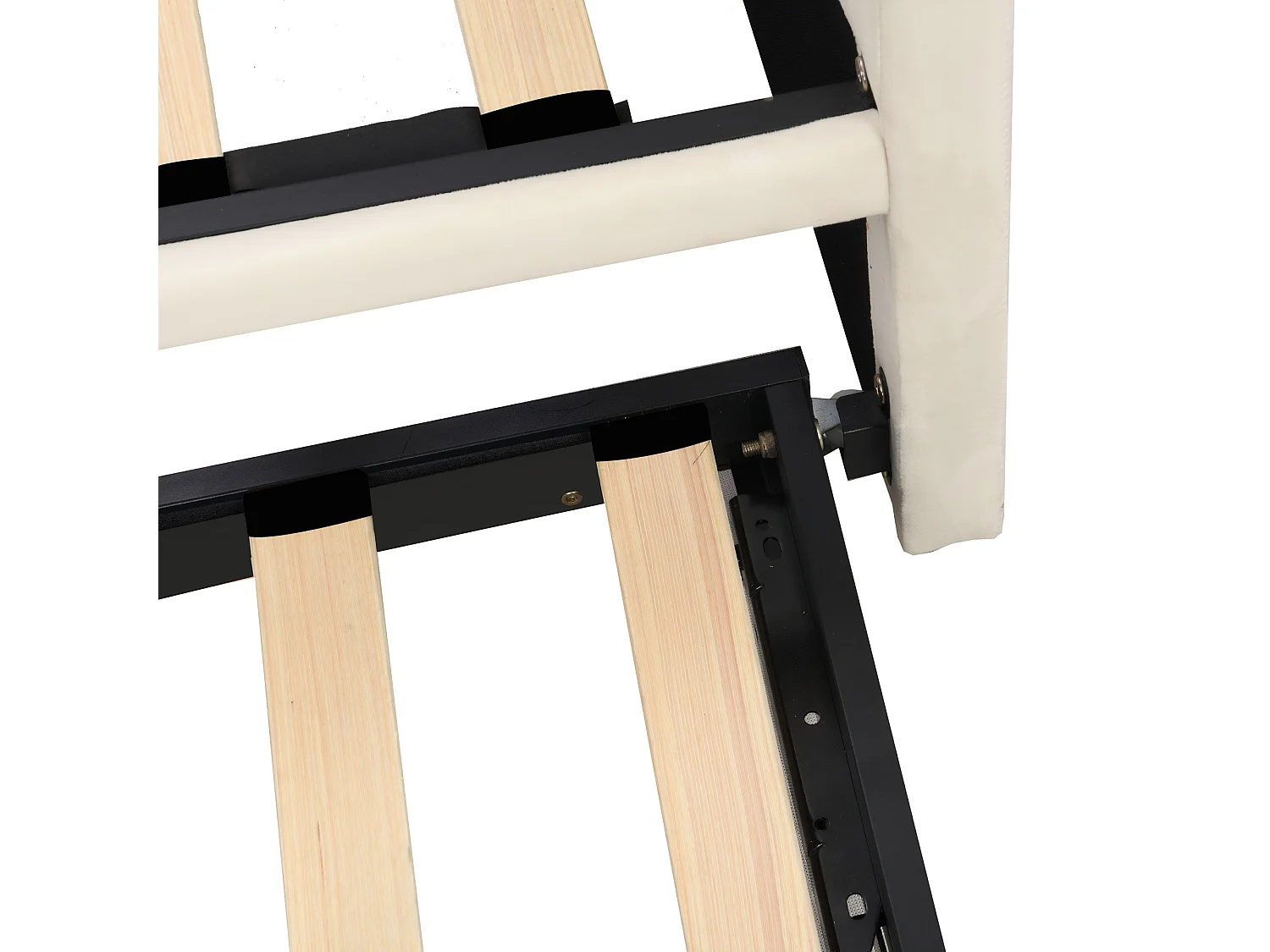 Lit gigogne 90 x 200 cm - lit canapé en tissu velours - Avec sommier peigne - Beige