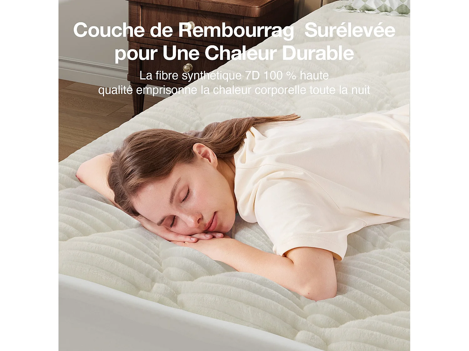 Novilla Surmatelas 140 x 200 cm, épaisseur 5 cm, flanelle douce et chaude, garnissage 7D, bonnet élastique, blanc