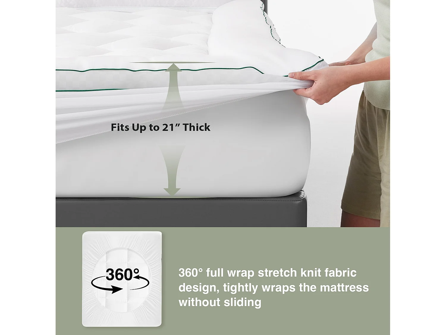 Novilla Surmatelas Matelassé 140x190 cm Blanc