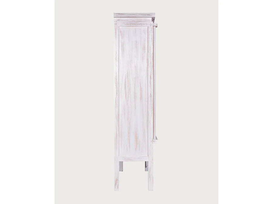 Shanghai - Armoire patinée blanche en bois massif de mindi