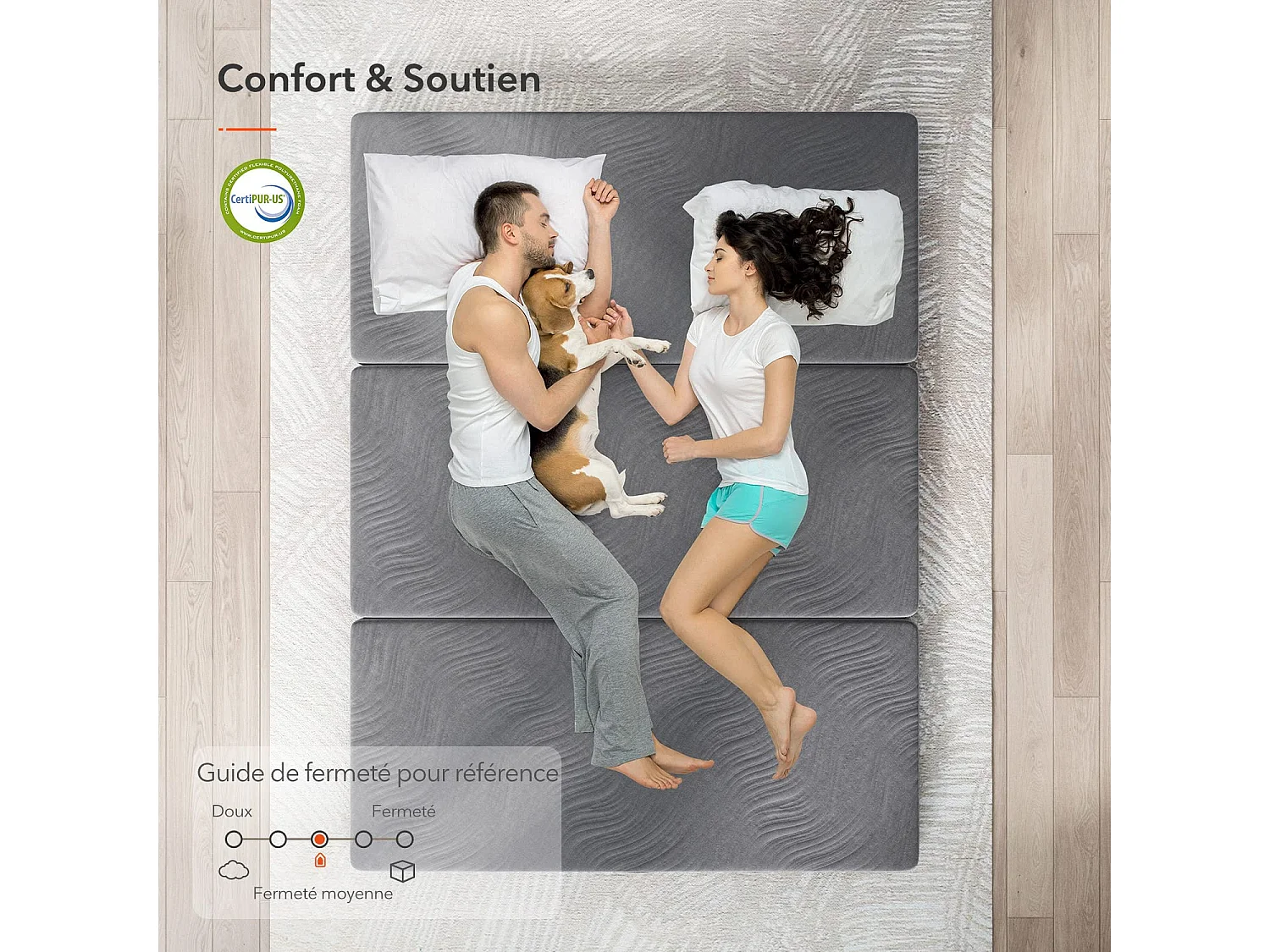 Sweetnight Matelas pliant 3 volets 140 x 190 cm épaisseur 10 cm mousse gel housse lavable avec sac de rangement