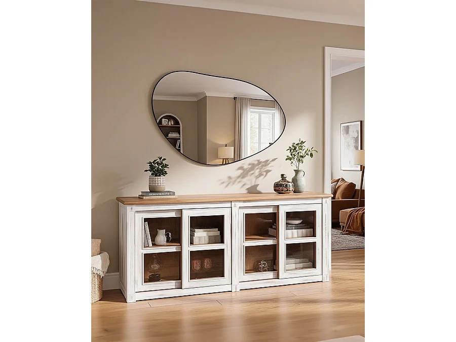 Oxford White - Credenza bassa in legno massello bianco