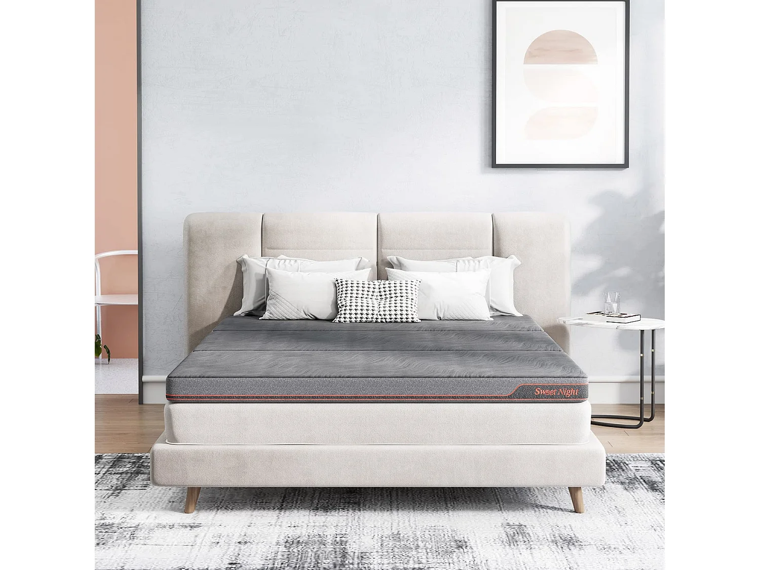 Sweetnight Matelas Pliable 140x200x10cm, Matelas Pliable Adulte 2 Places Mousse en Gel Moelleux, Matelas Pliant de Sol