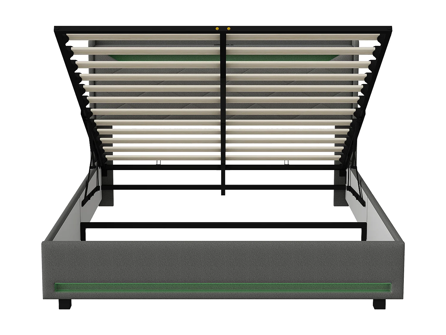Lit 140x200 avec Rangement hydraulique,Lit Double avec LED et Ports USB,Cadre lits avec sommiers à lattes,Gris Lin