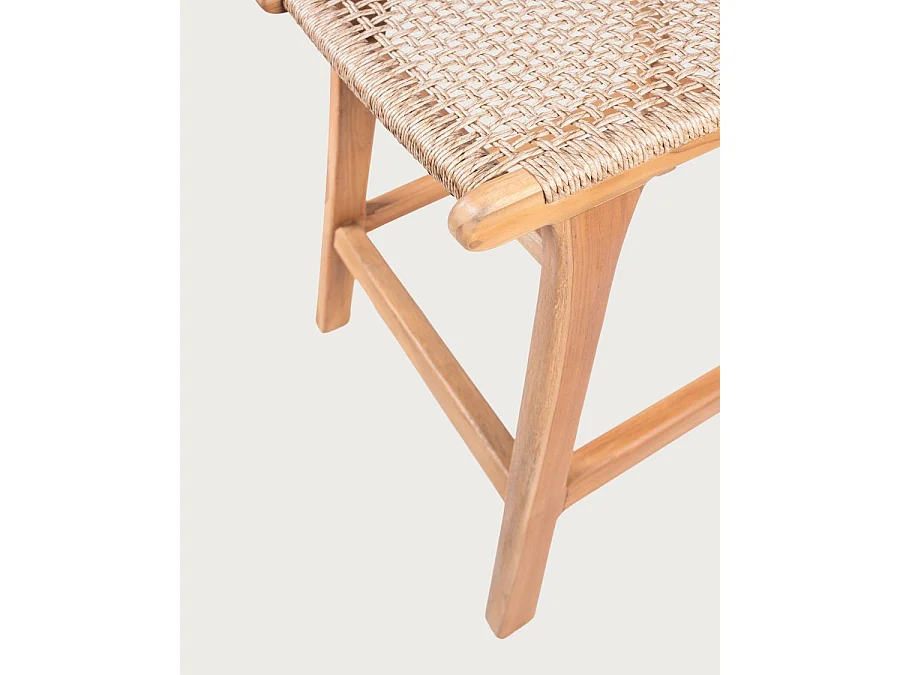 Nolan - Lot de 2 chaises de bar en teck et corde Viro tressée