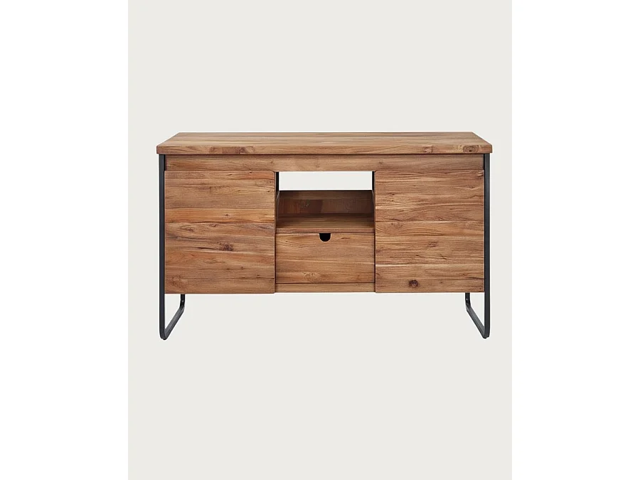 Azur 2 - Mobile bagno industriale in teak e metallo con 2 ante, 120 cm