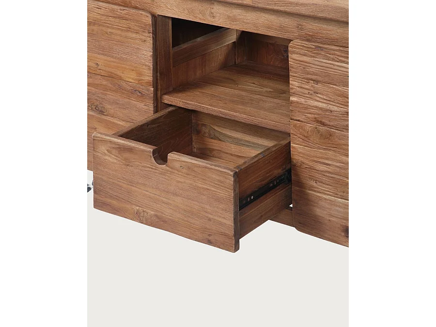 Azur 2 - Mobile bagno industriale in teak e metallo con 2 ante, 120 cm
