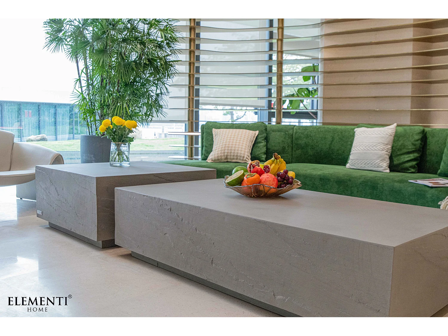 Salontafel COLORADO van glasvezelbeton rechthoekig, 153x77x36 cm