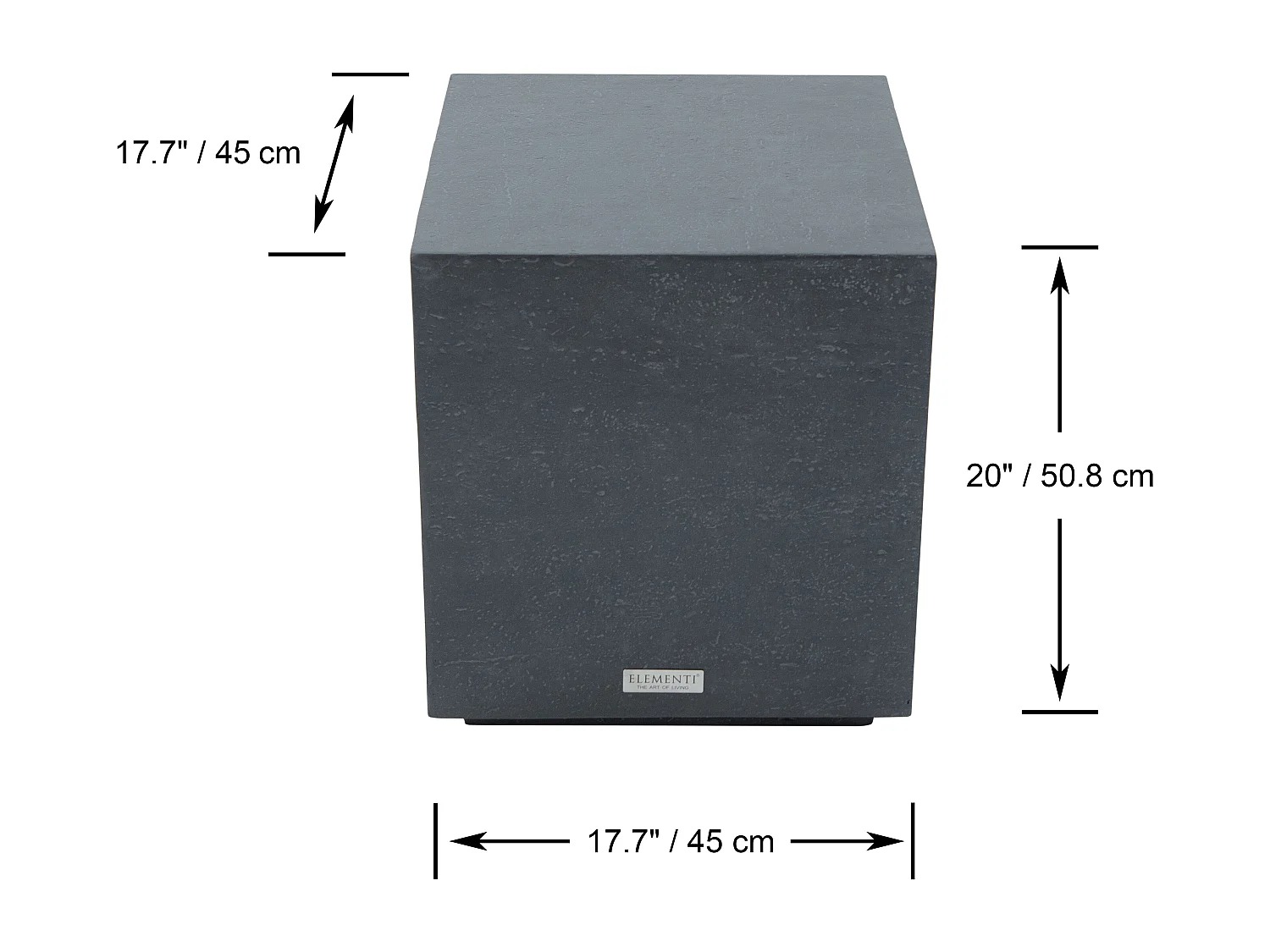 Table d'appoint TEVERE en béton fibré 45x45x51 cm