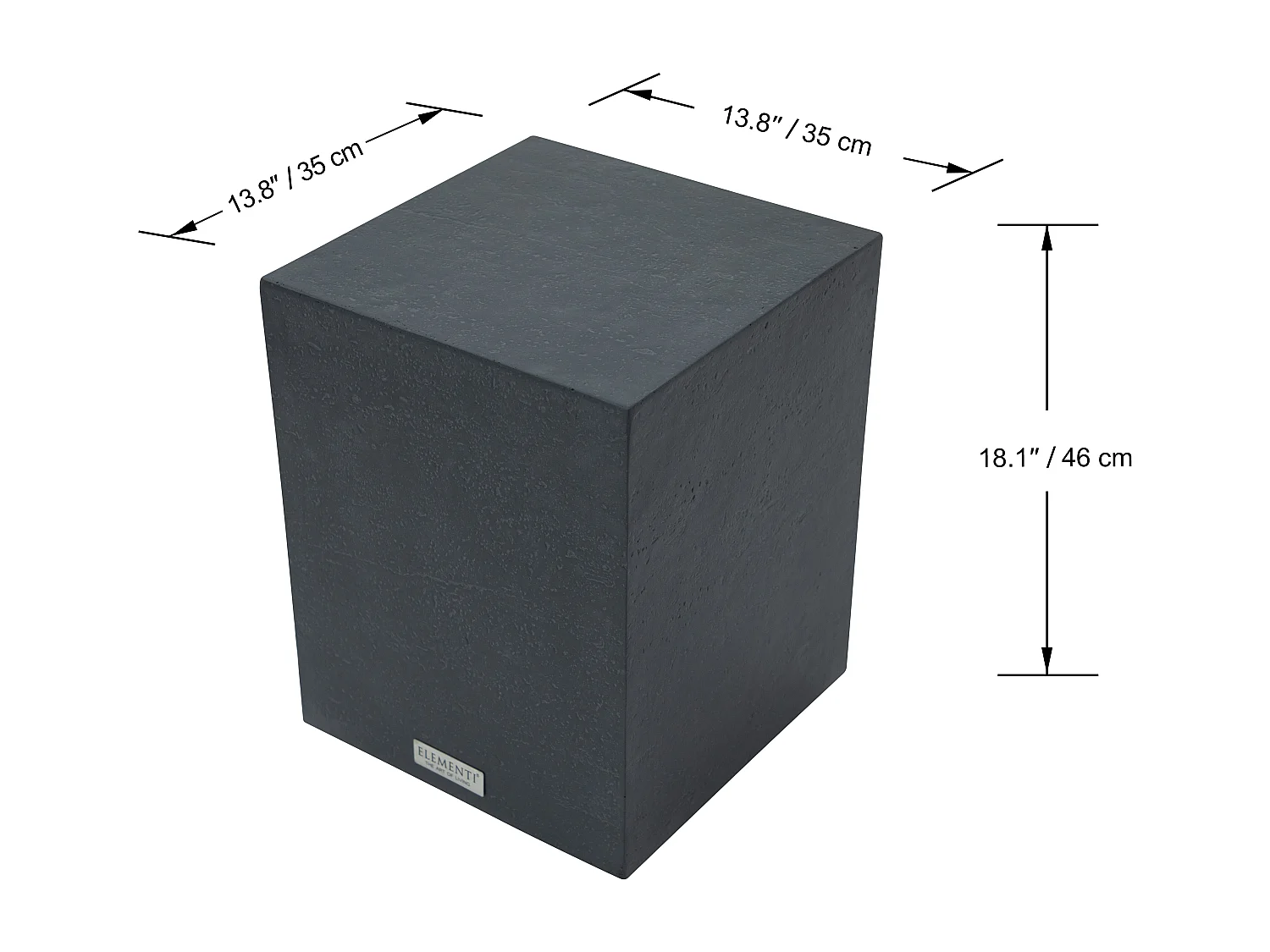 Table d'appoint TEVERE en béton fibré 35x35x46 cm