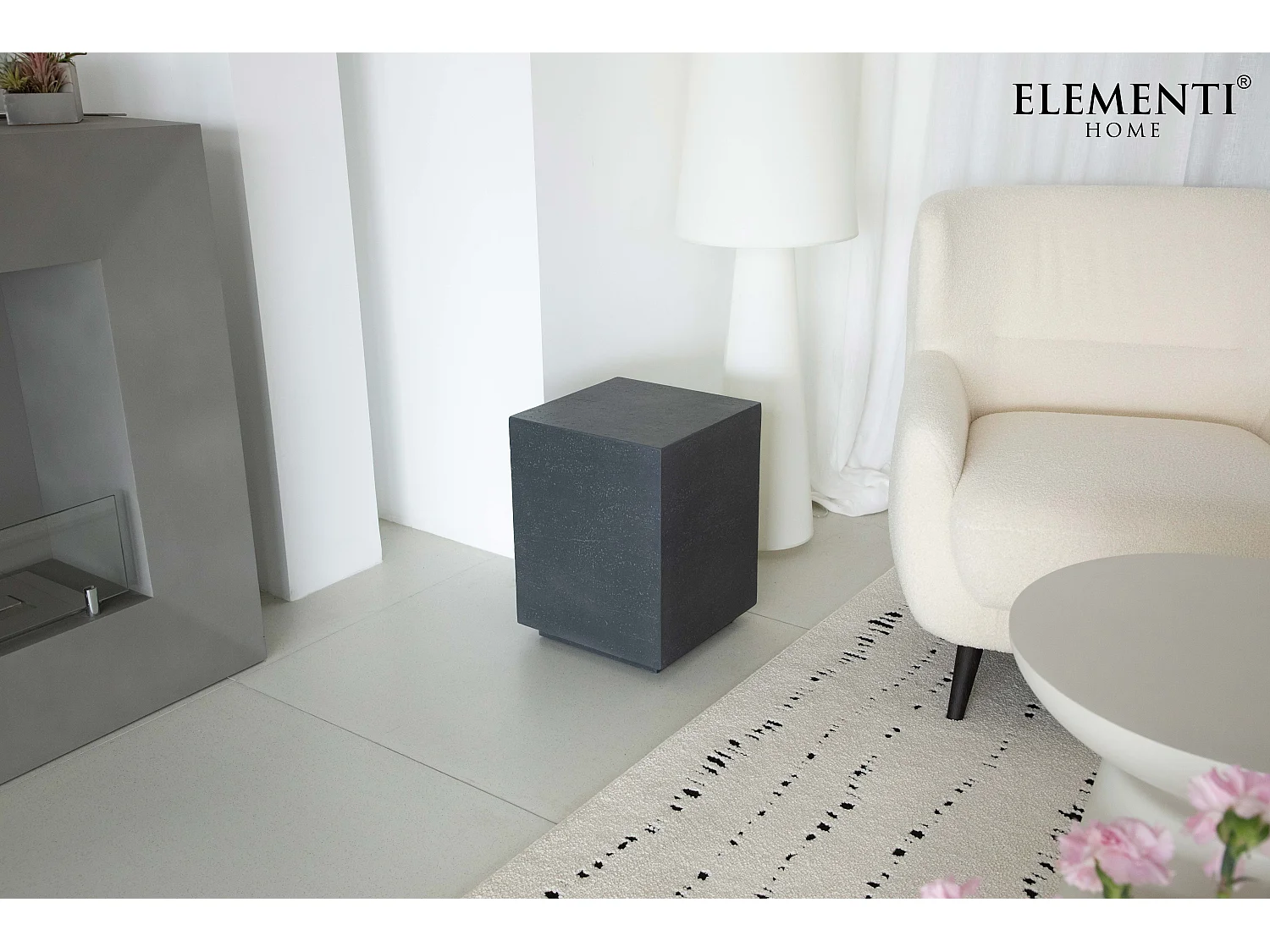 Table d'appoint TEVERE en béton fibré 35x35x46 cm