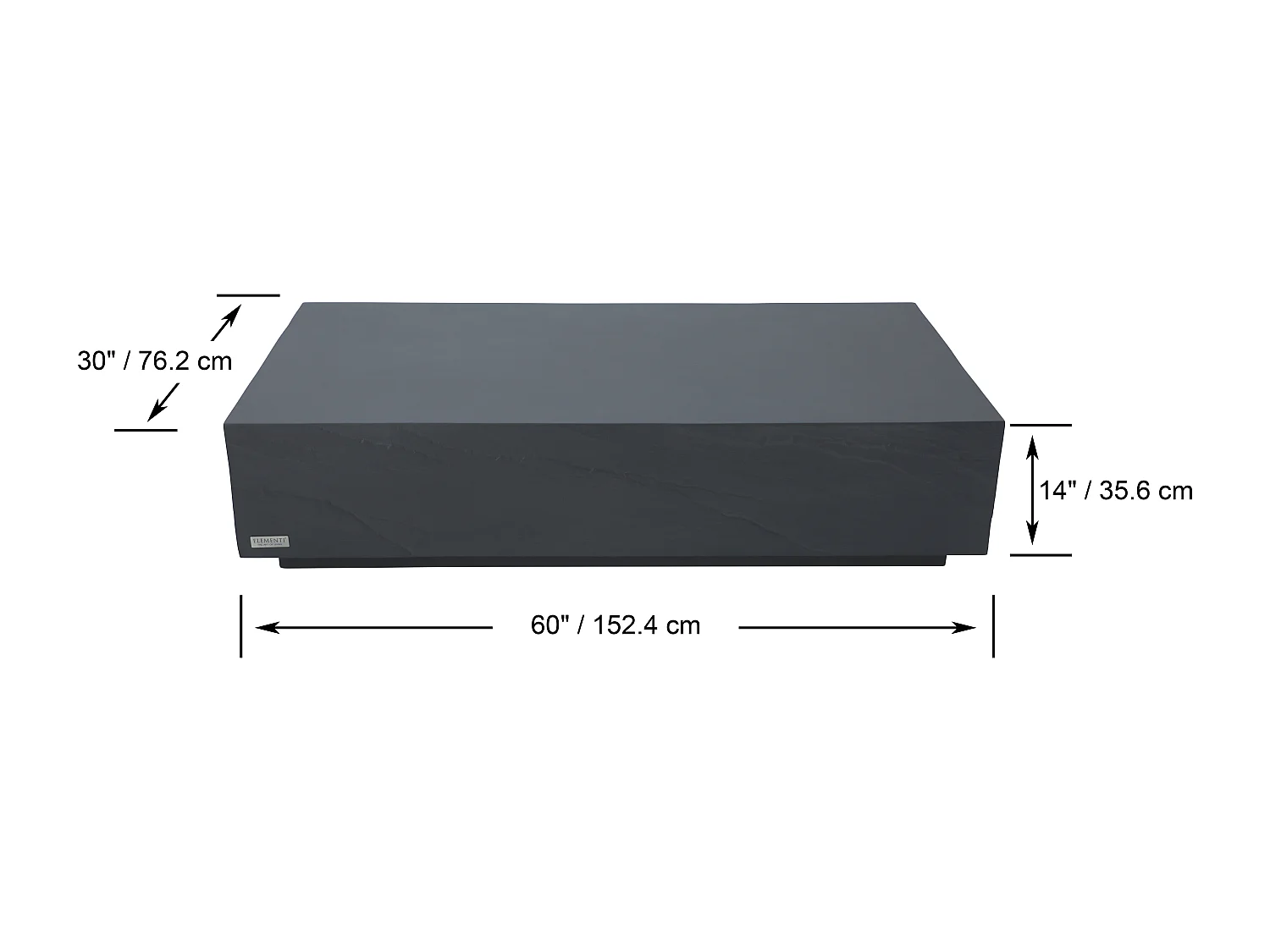 Table basse COLORADO en béton fibré 153x77x36 cm