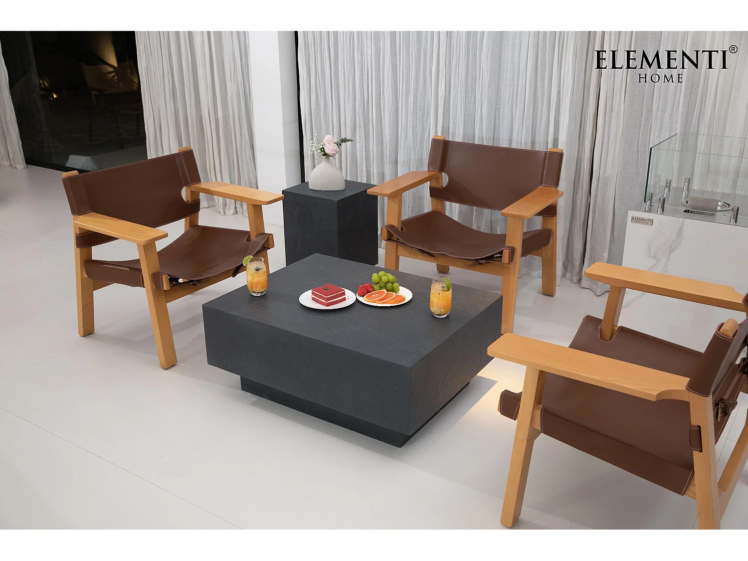 Table basse TEVERE en béton fibré 86x86x36 cm