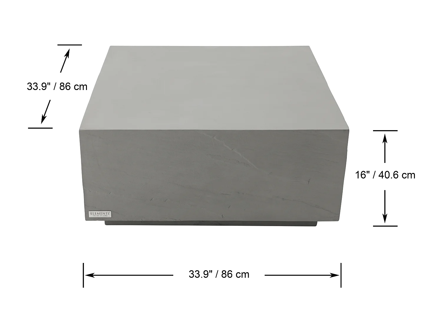 Table basse COLORADO en béton fibré 86x86x41 cm