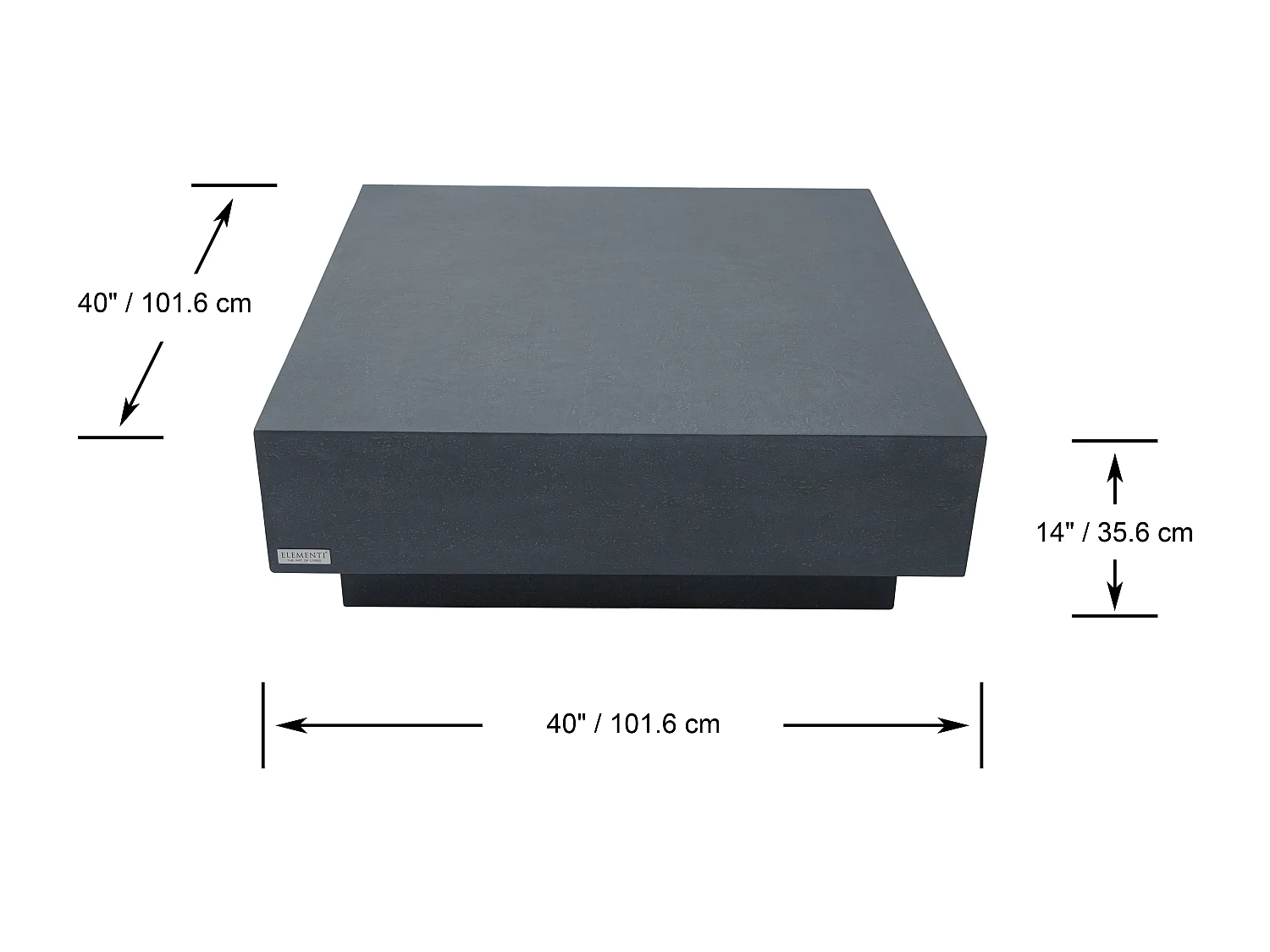 Table basse TEVERE en béton fibré 102x102x36 cm