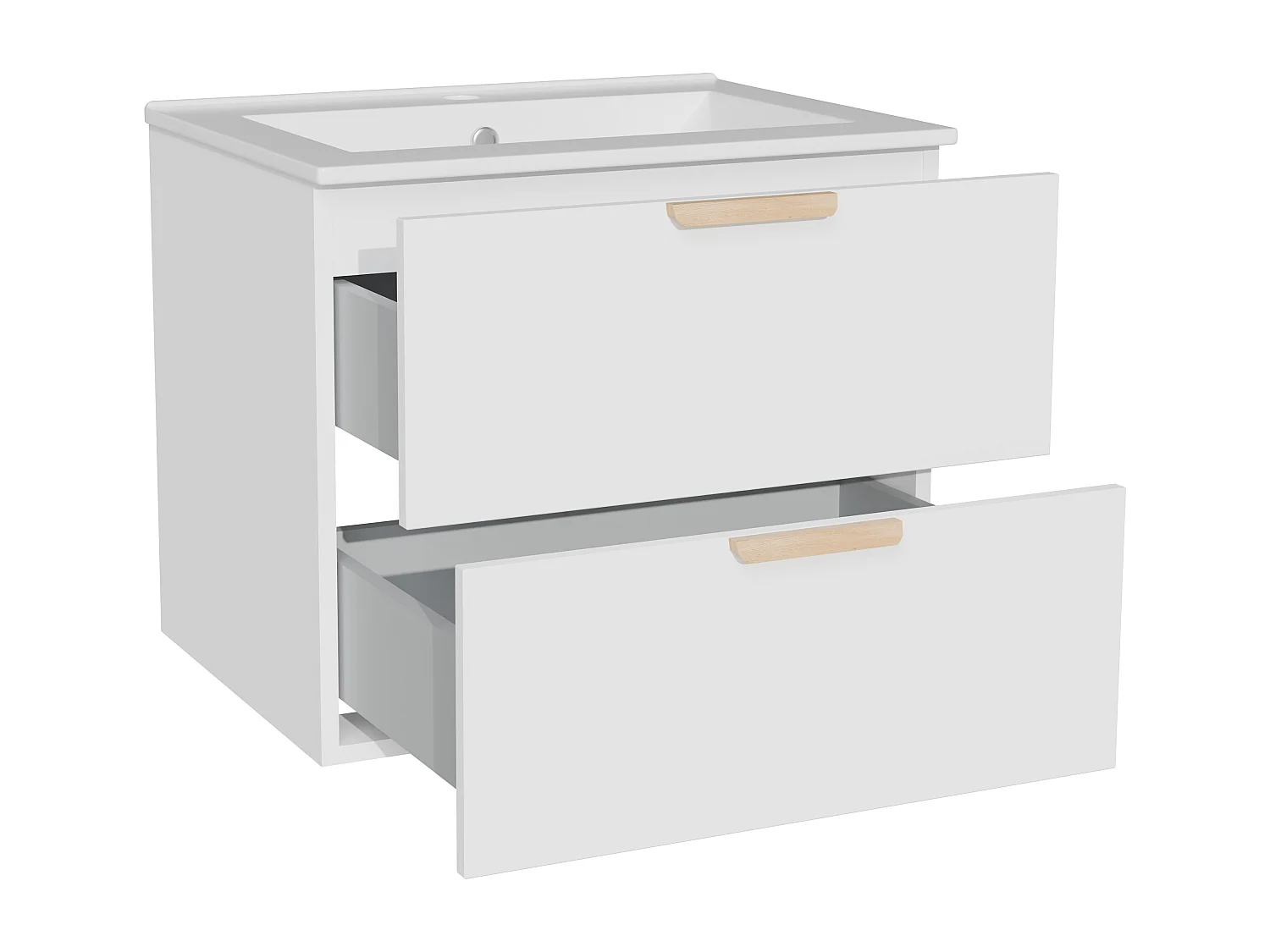Meuble de salle de bain suspendu avec vasque à encastrer – Blanc – L60 cm – AVORELI