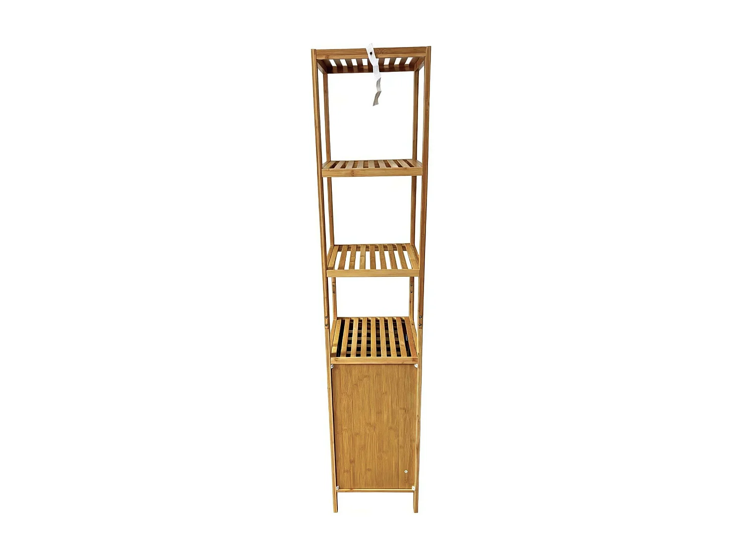 Estantería alta Take baño 4 estantes 1 puerta imantada bambú 170x34x33 cm
