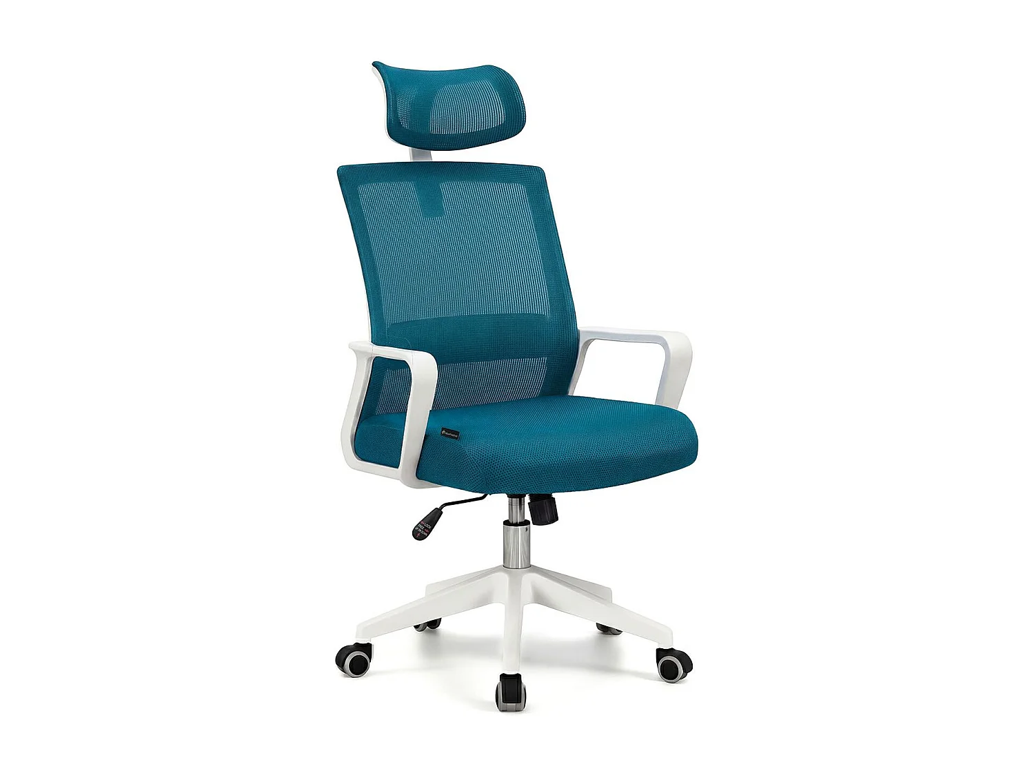 Silla de oficina ergonómica en blanco y turquesa 111-121x51 cm Dafne Tex Blanco - Turquesa
