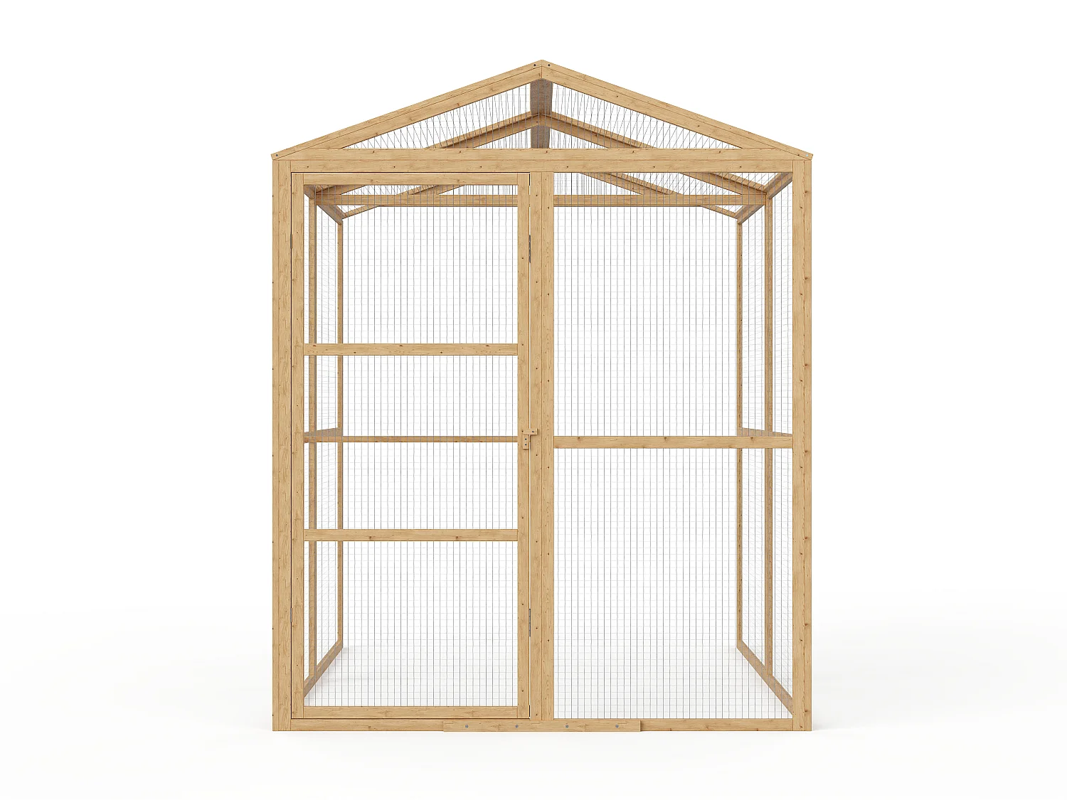 Extension poulailler grillagé en bois - L. 200 x P. 153,8 x H. 190 cm - Naturel - FERAS