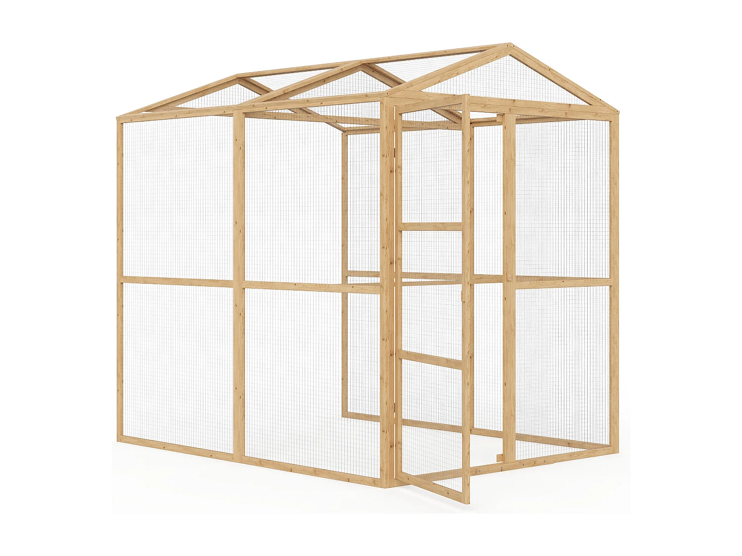 Extension poulailler grillagé en bois - L. 200 x P. 153,8 x H. 190 cm - Naturel - FERAS