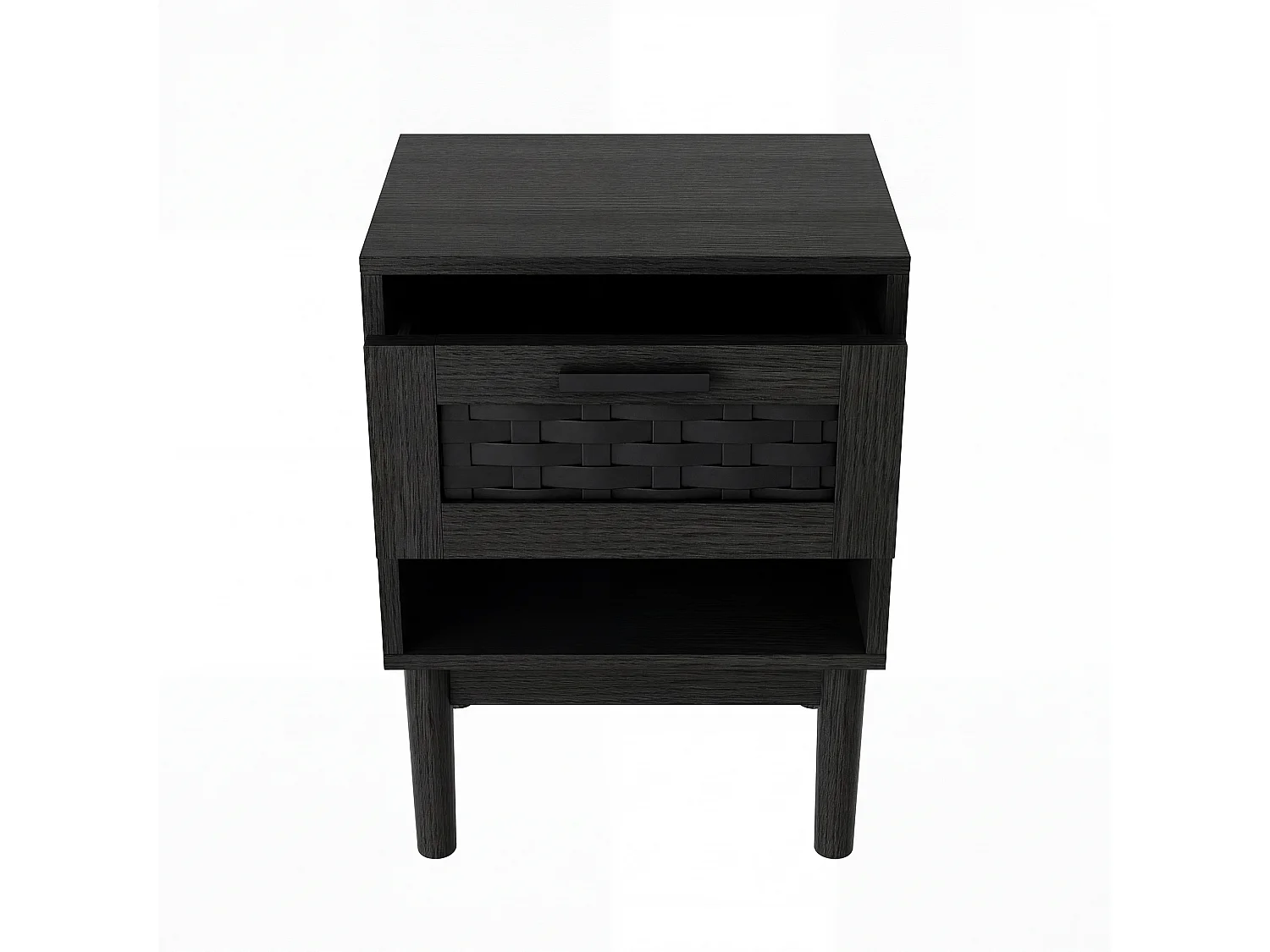 Lot de 2 tables de chevet avec tiroir et étagère ouverte, table basse, 40 x 30 x 55 cm, Noir
