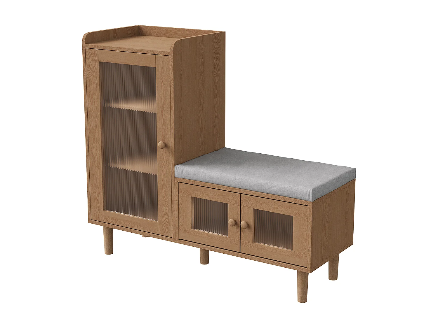 Scarpiera con anta a ribalta e sedile, scarpiera con sgabello e scomparto, 100 x 30 x 69,5 cm, naturale