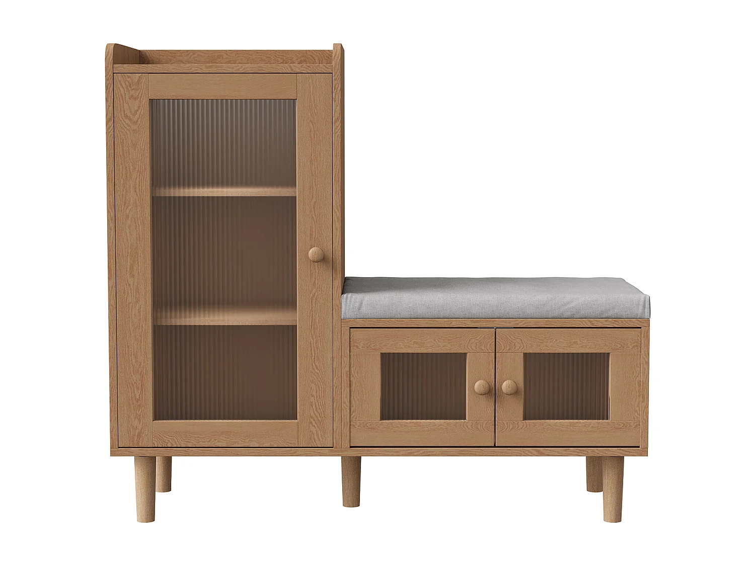 Scarpiera con anta a ribalta e sedile, scarpiera con sgabello e scomparto, 100 x 30 x 69,5 cm, naturale
