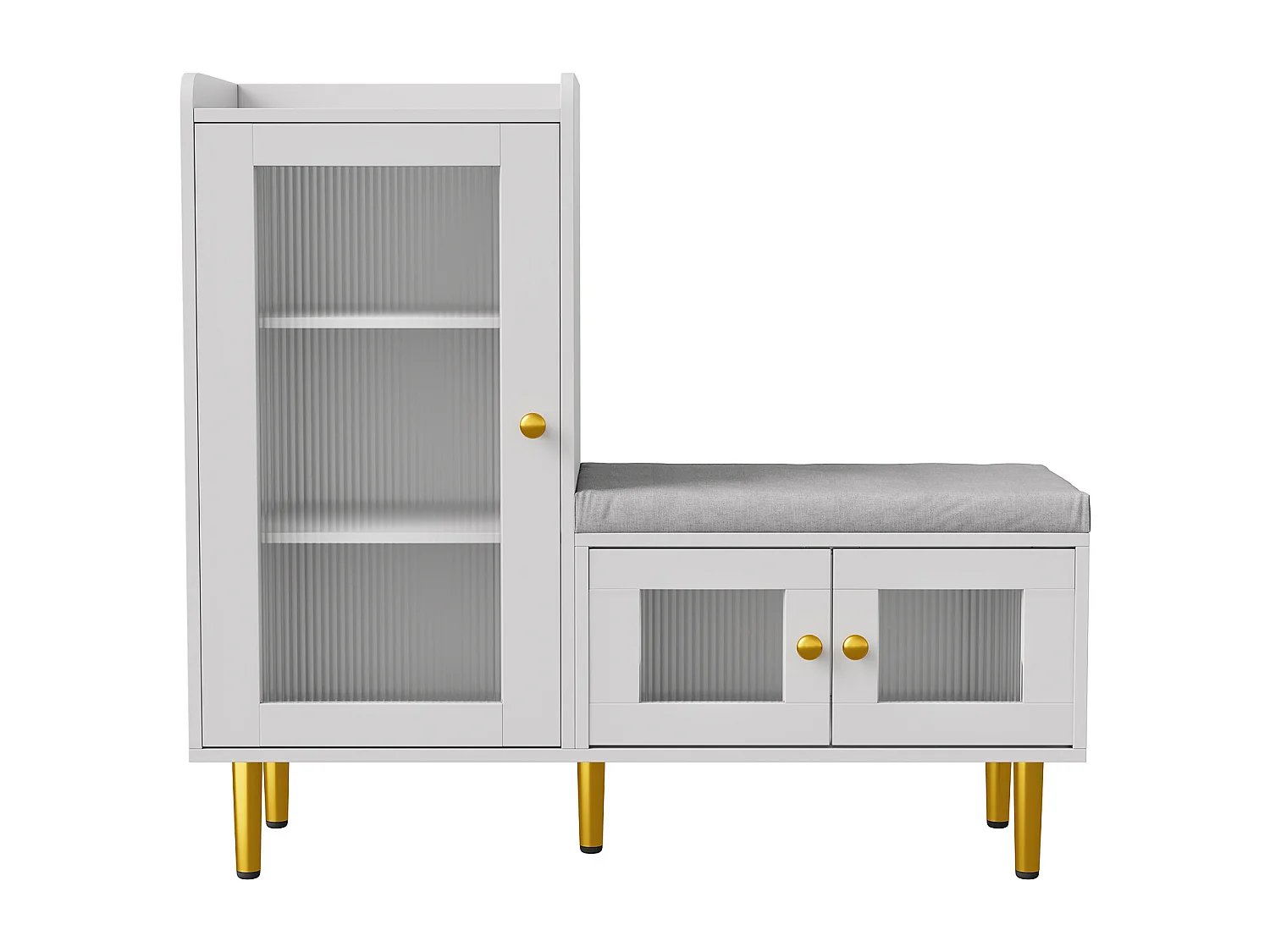 Scarpiera con anta a ribalta e sedile, scarpiera con sgabello e scomparto, 100 x 30 x 69,5 cm, bianca