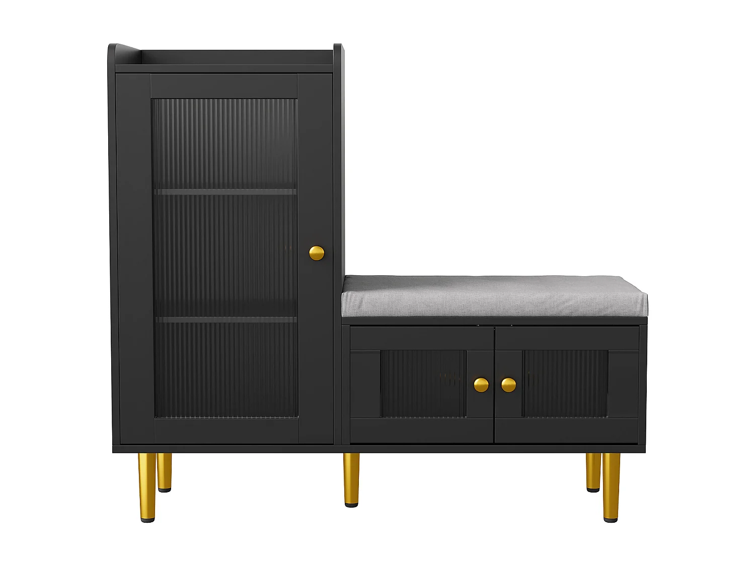 Scarpiera con anta a ribalta e sedile, scarpiera con sgabello e scomparto, 100 x 30 x 69,5 cm, nera